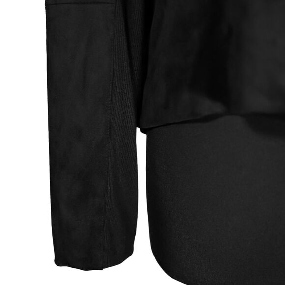 Chaps Ralph Lauren Women's Jacket Black Stretch Full Zip Moto Faux Suede Size L - Picture 11 of 11